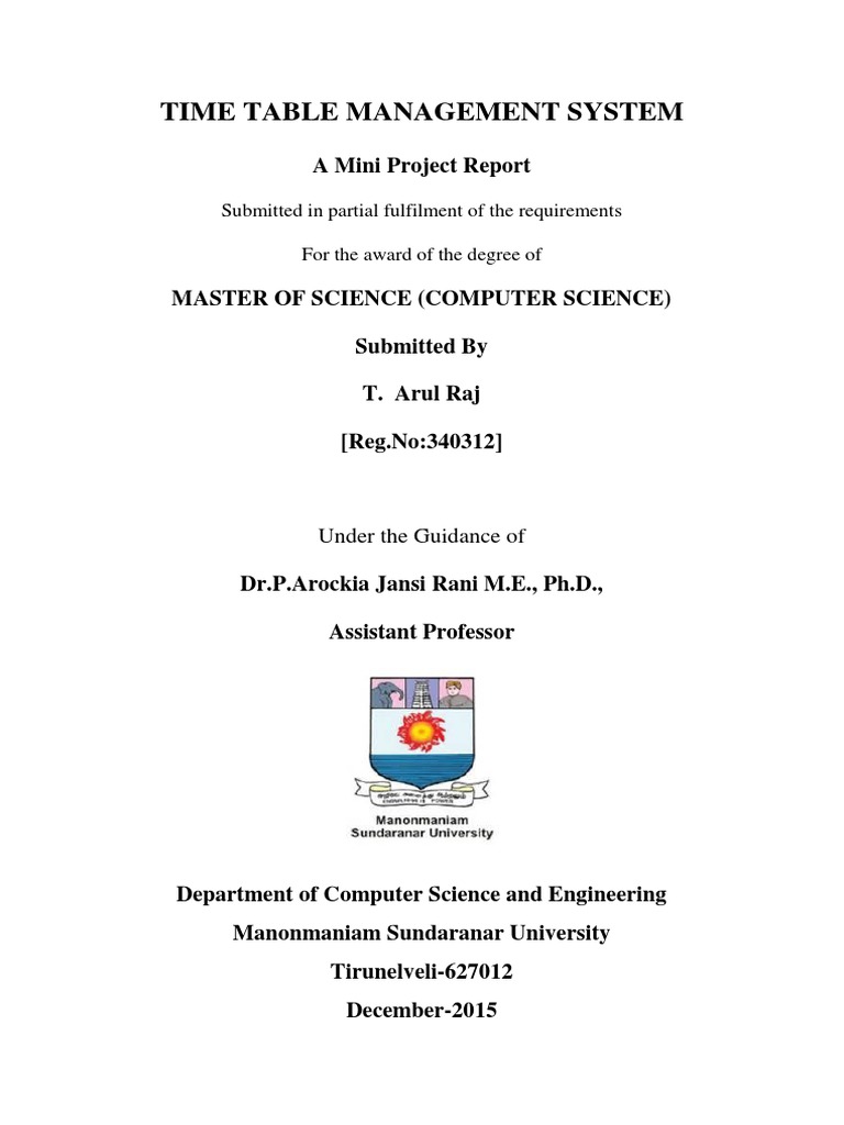 Time Table Management System Report | PDF | Microsoft Sql Server ...