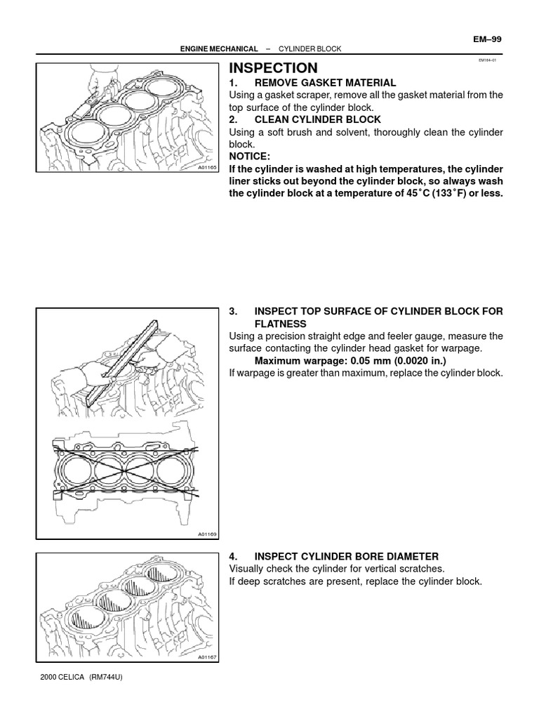 23 - Cylinder Block - Inspection PDF | PDF | Piston | Cylinder (Engine)