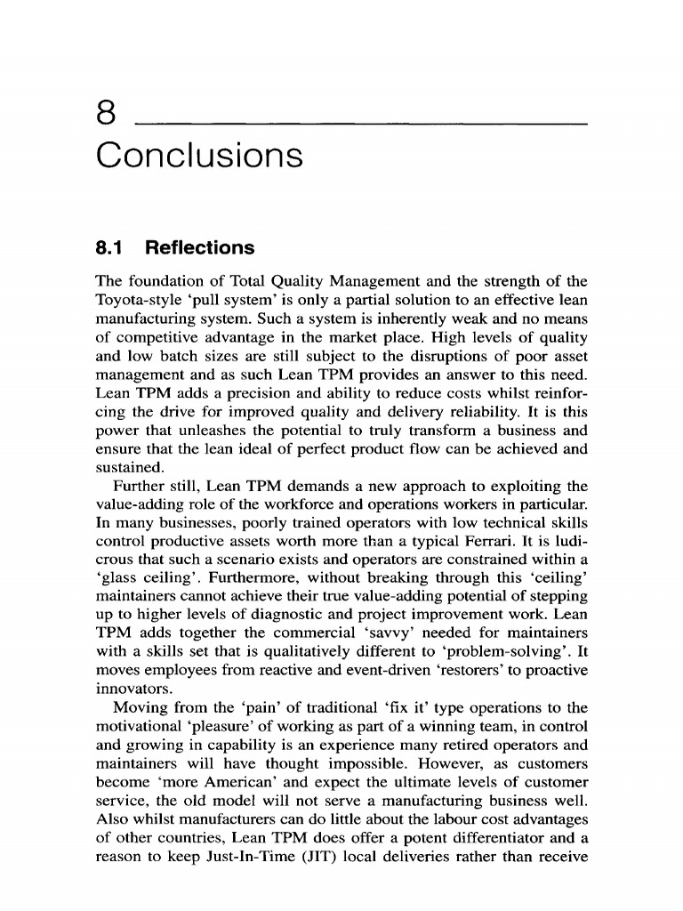 8 Conclusions: 8.1 Reflections | PDF | Lean Manufacturing | Six Sigma