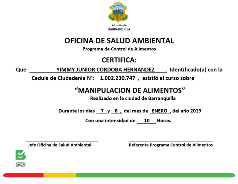 Certificado De Manipulador De Alimentos: Impulsa Tu Carrera Hoy