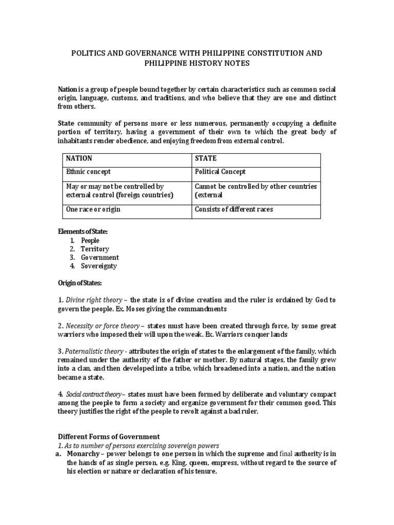 Philippine Politics and Governance Overview | PDF | Sovereign State ...