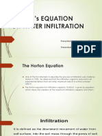 Horton'S Equation For Water Infiltration: Presented By: Jonathan B. Costan Bsme 4A Presented To: Mr. Emilio Medina JR