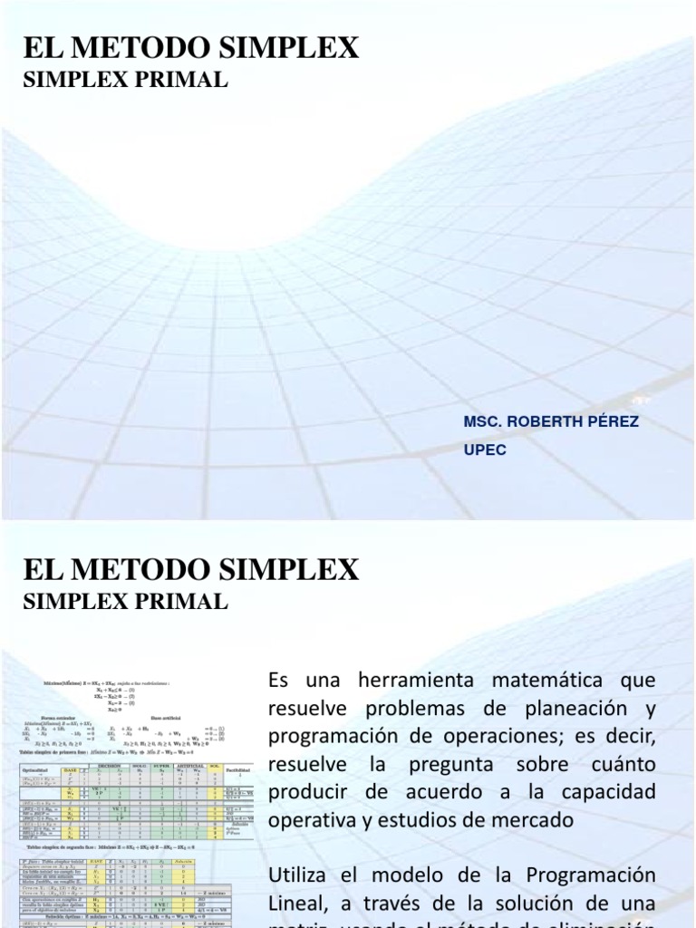 Metodo Simplex | PDF | Matriz (Matemáticas) | Algoritmos