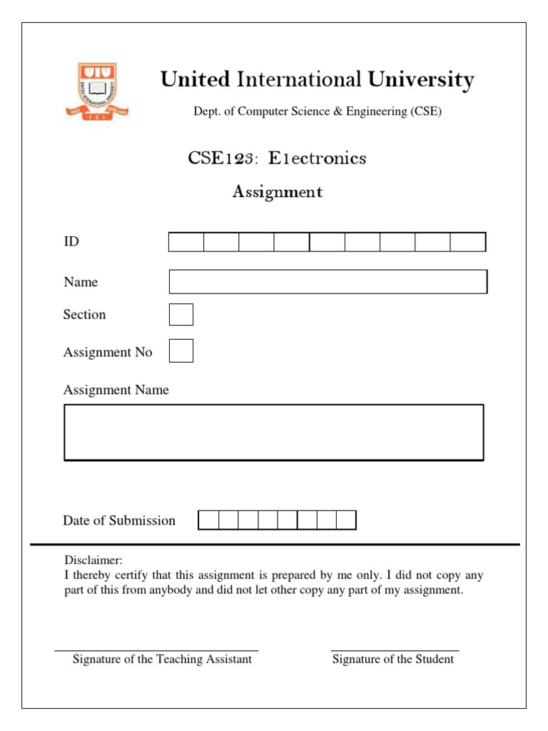 CSE123 Electronics Assignment Submission | PDF