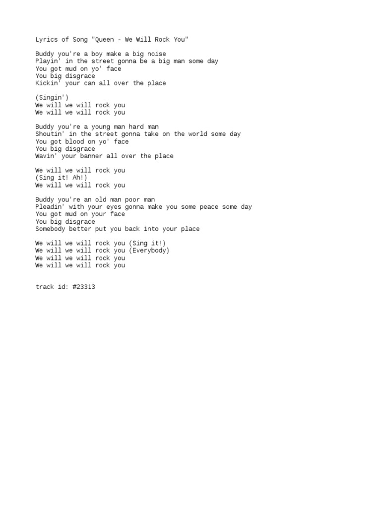Queen We Will Rock You Con Letra