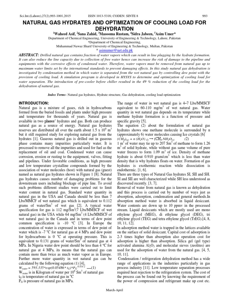 Natural Gas Hydrates and Optimization of PDF | PDF | Natural Gas | Propane