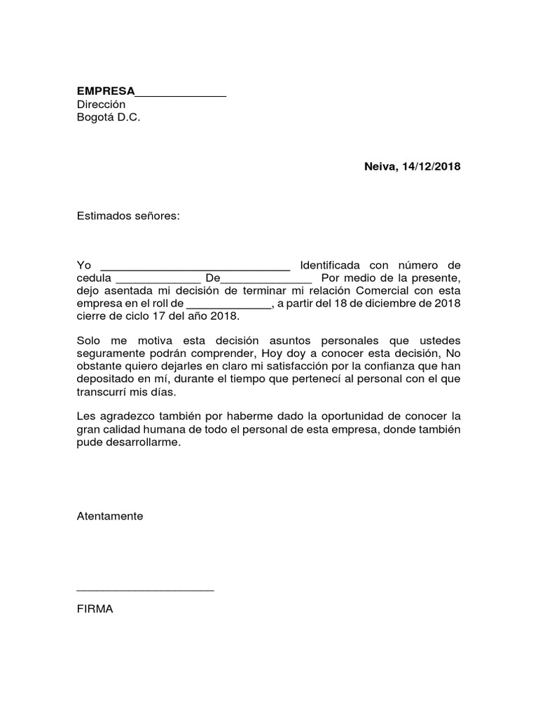 Modelo Carta de renuncia sencilla.docx