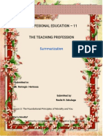 Proffesi Onaleducati ON-11 Theteachi Ngprofessi ON: Summar I Zat I On