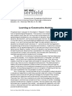 Learning as Constructive Activity: Von Glasersfeld's Conceptualization of Knowledge