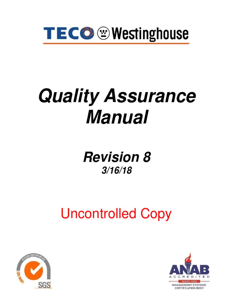 Quality Assurance Manual Rev 8 | PDF | Quality Management System ...