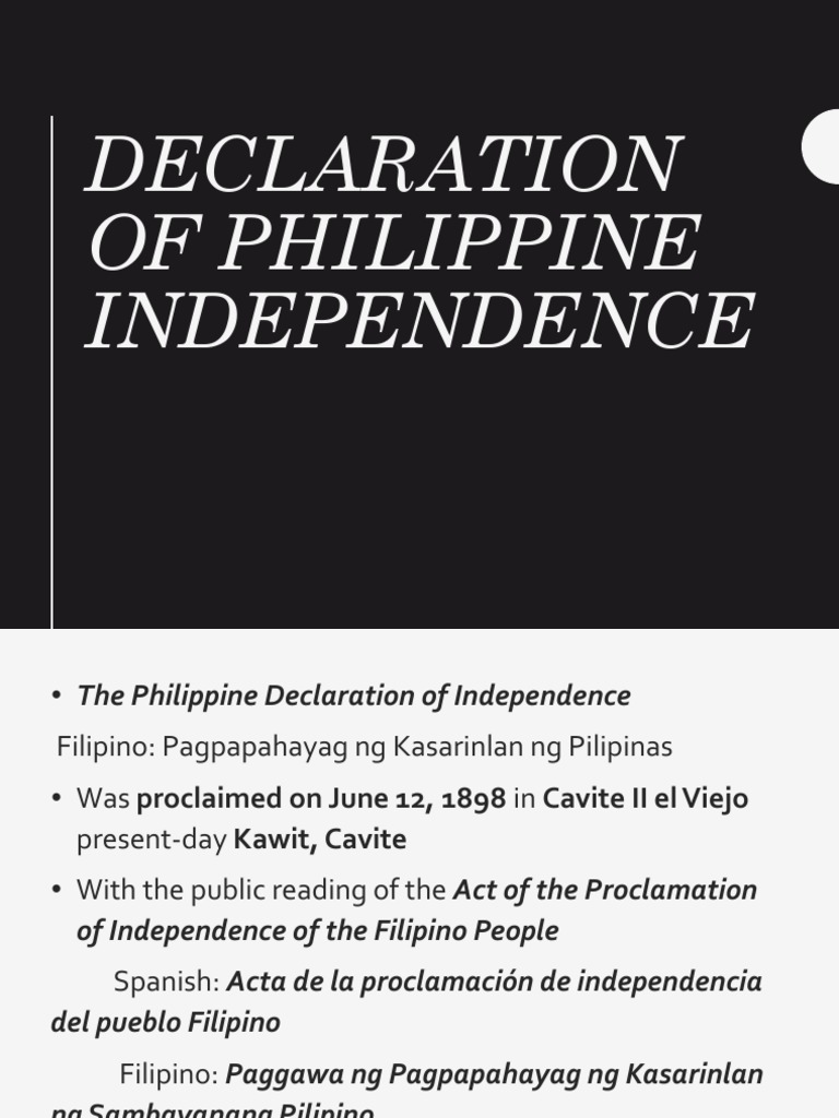Philippine Independence Declaration 1898 | PDF | Philippines ...