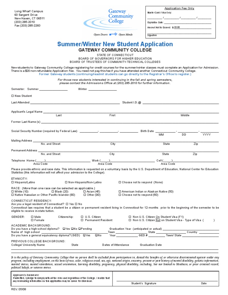 Summer - Winter New Student Application | PDF | Race And Ethnicity In ...