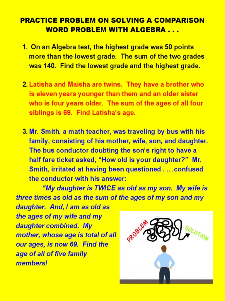 Algebra Word Problem Solutions | PDF