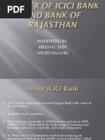 Merger of Icici Bank and Bank of Rajasthan