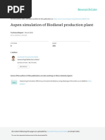 Aspen Simulation of Biodiesel Production Plant: March 2015