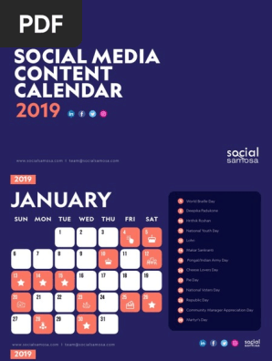 Social Media Content Calendar 2019