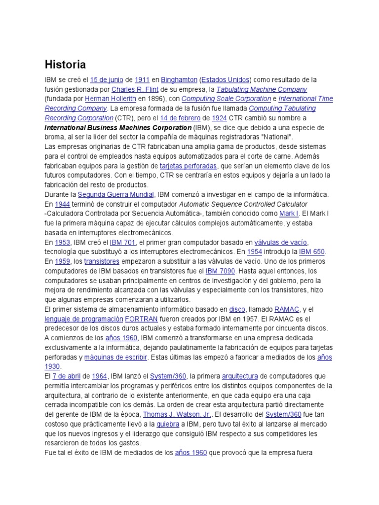 Historia de IBM y su evolución informática | PDF | Ibm | Hardware de la ...