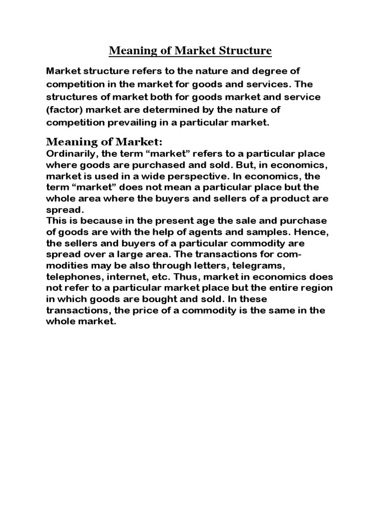 Meaning of Market Structure | PDF | Monopoly | Oligopoly