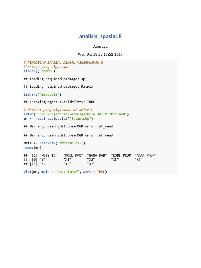 Spatial Analysis with R | PDF | Errors And Residuals | Coefficient Of ...