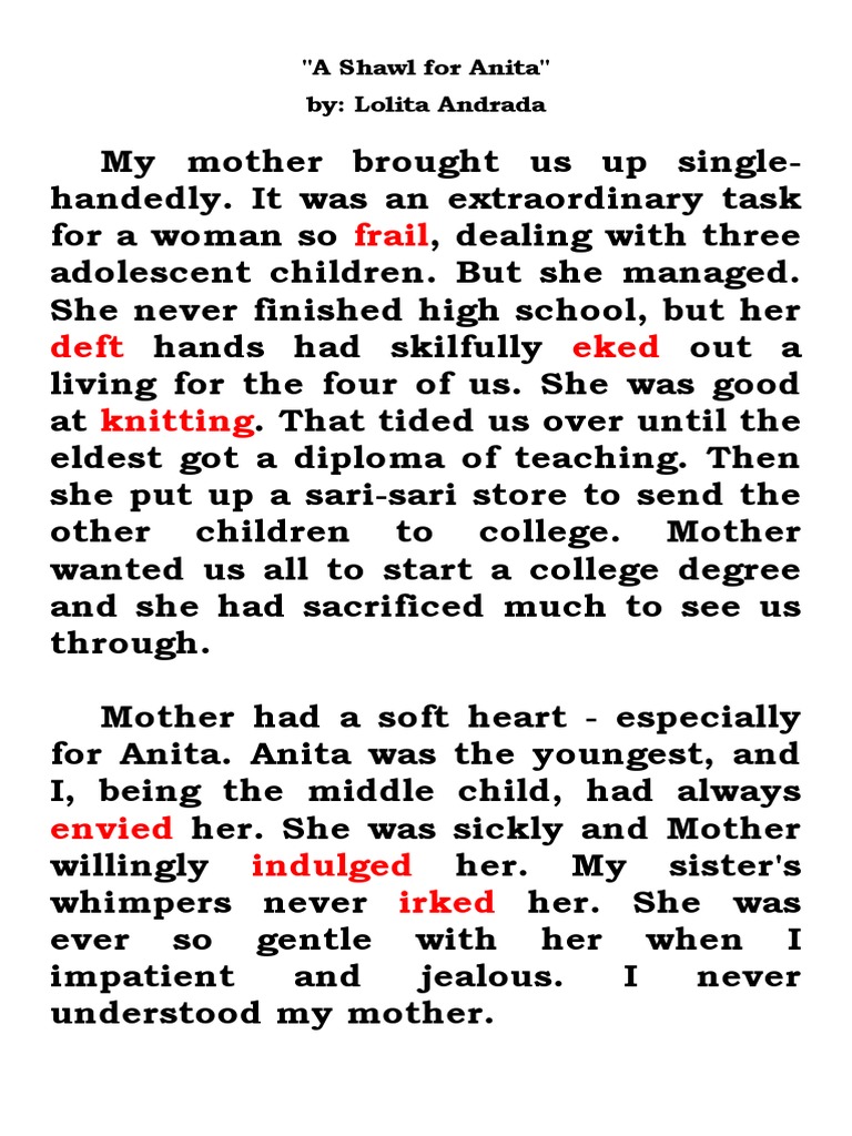 A Shawl For Anita PDF