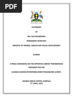 Statement on changes in implementation of the Uganda Women Entrepreneurship Programme (UWEP)