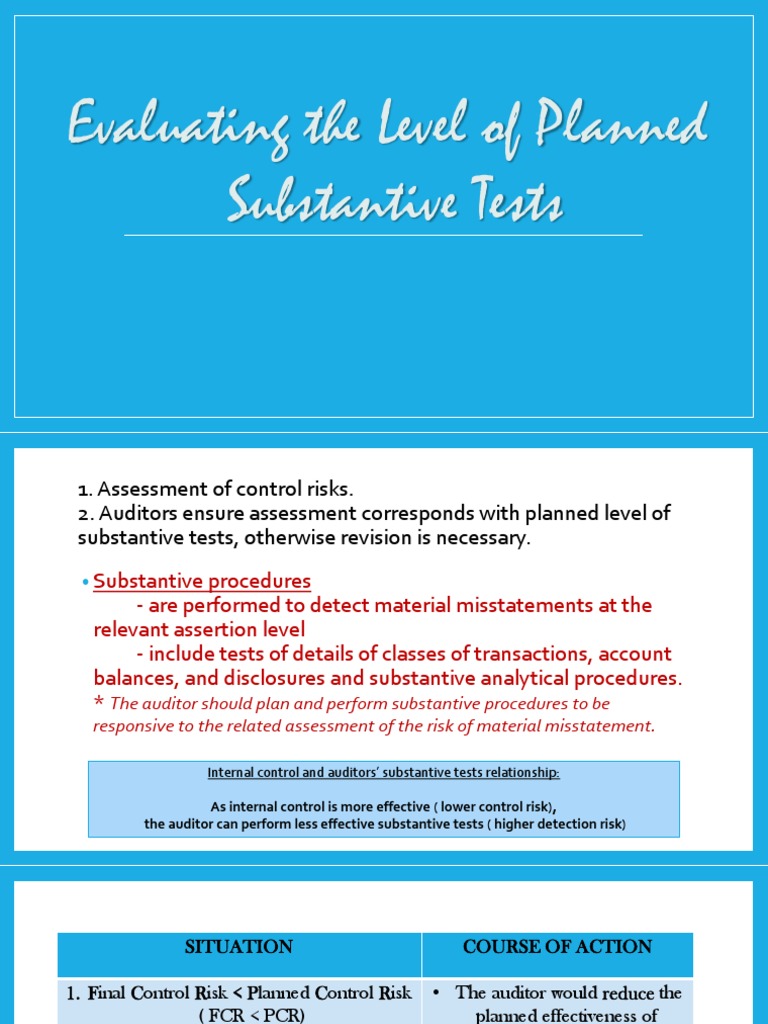Substantive Tests and Control Risk Evaluation | PDF | Internal Control ...