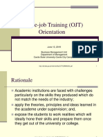 On-The-Job Training (OJT) Orientation