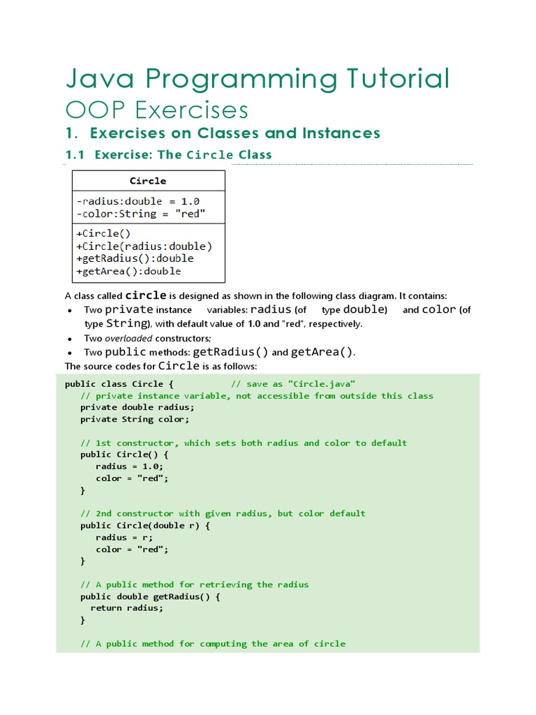 Java Programming Tutorial OOP Exercises | Download Free PDF ...