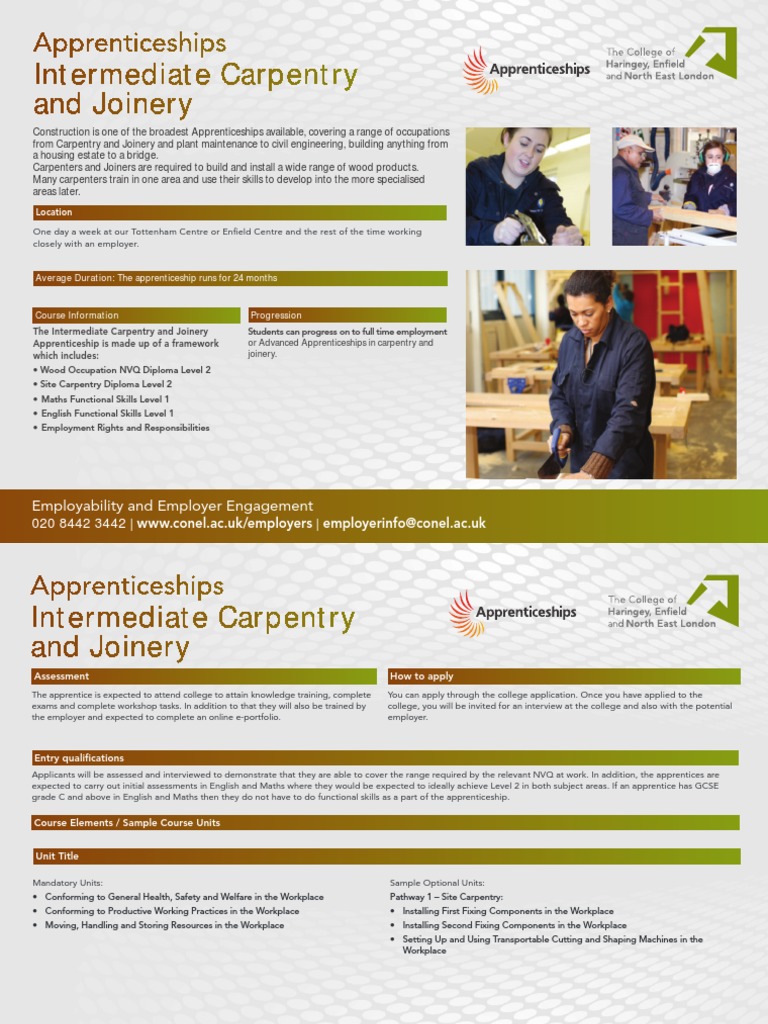 Intermediate Carpentry and Joinery Apprenticeships PDF Carpentry
