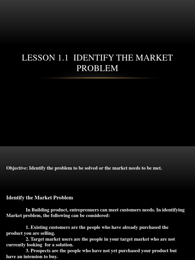 Lesson 6 Identify Market Problem VJAREVALO | PDF | Market Segmentation ...