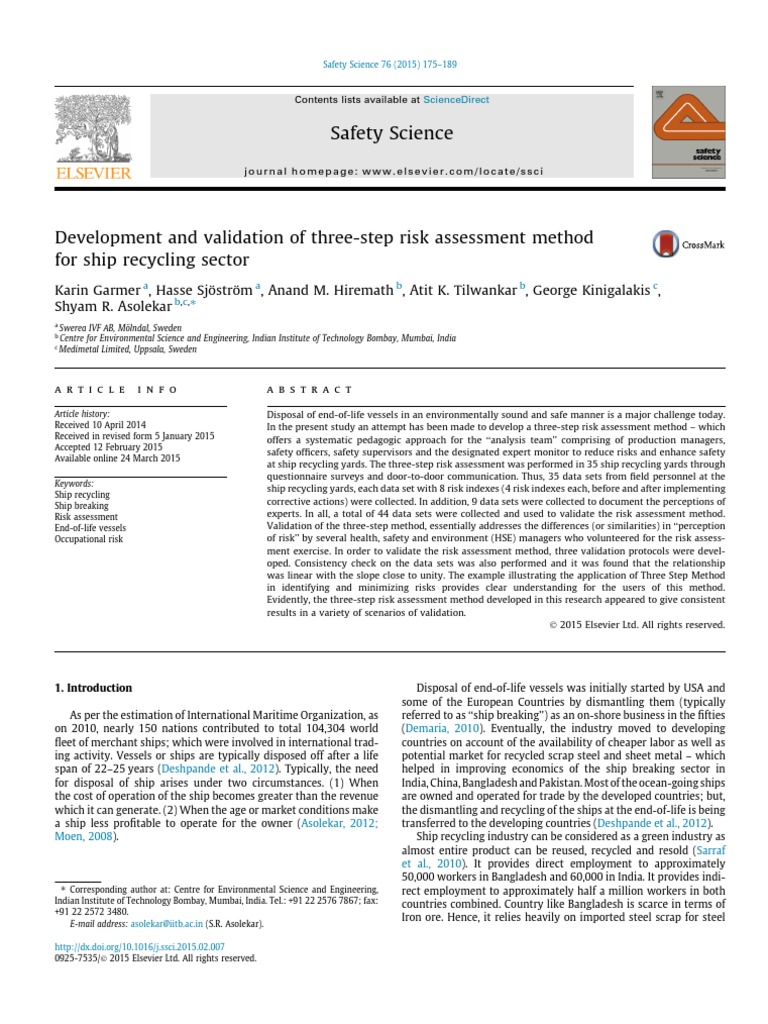 Three-Step Risk Assessment for Ship Recycling | PDF | Occupational ...