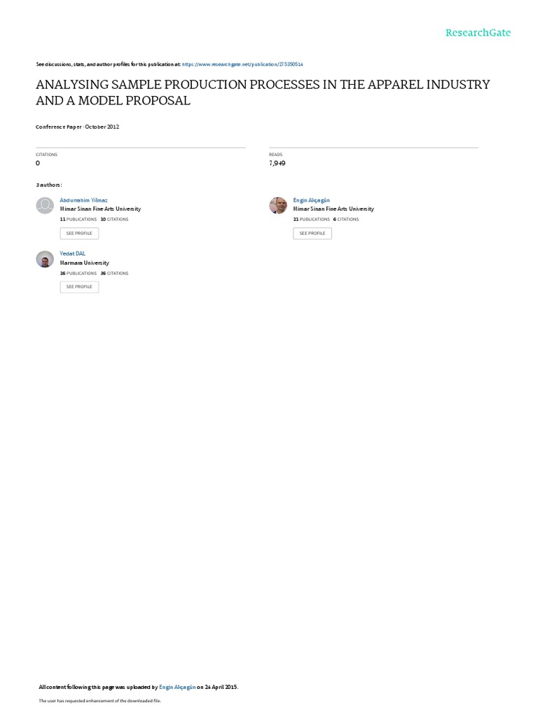 Apparel Sample Production Analysis Model | PDF | Benchmarking | New ...