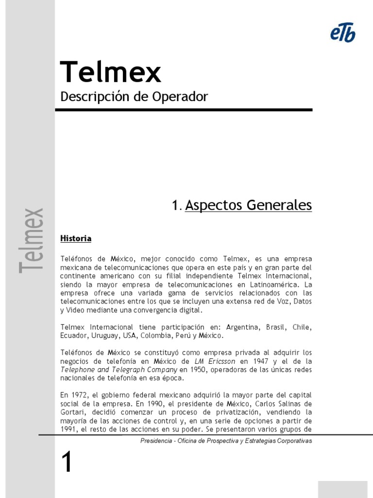 Historia y Estructura de Telmex | PDF | Auditoría | Telecomunicaciones