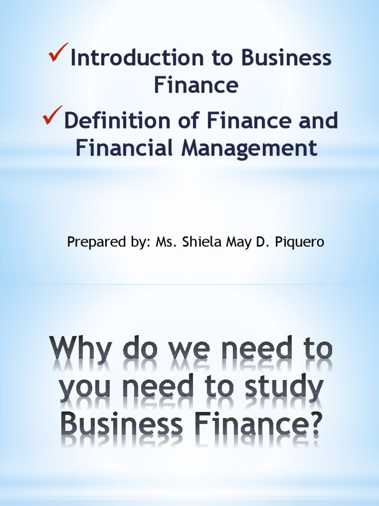Introduction to Business Finance Concepts | PDF | Money | Business