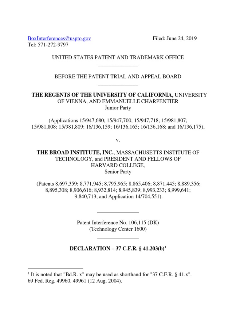 CRISPR Patent Dispute: UC vs. Broad | PDF | Nucleic Acids | Rna