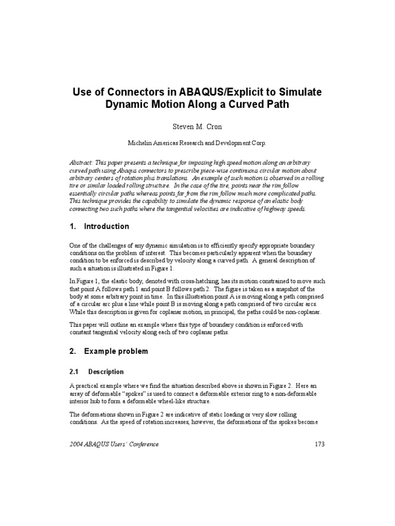 Use of Connectors in ABAQUS/Explicit To Simulate Dynamic Motion Along A