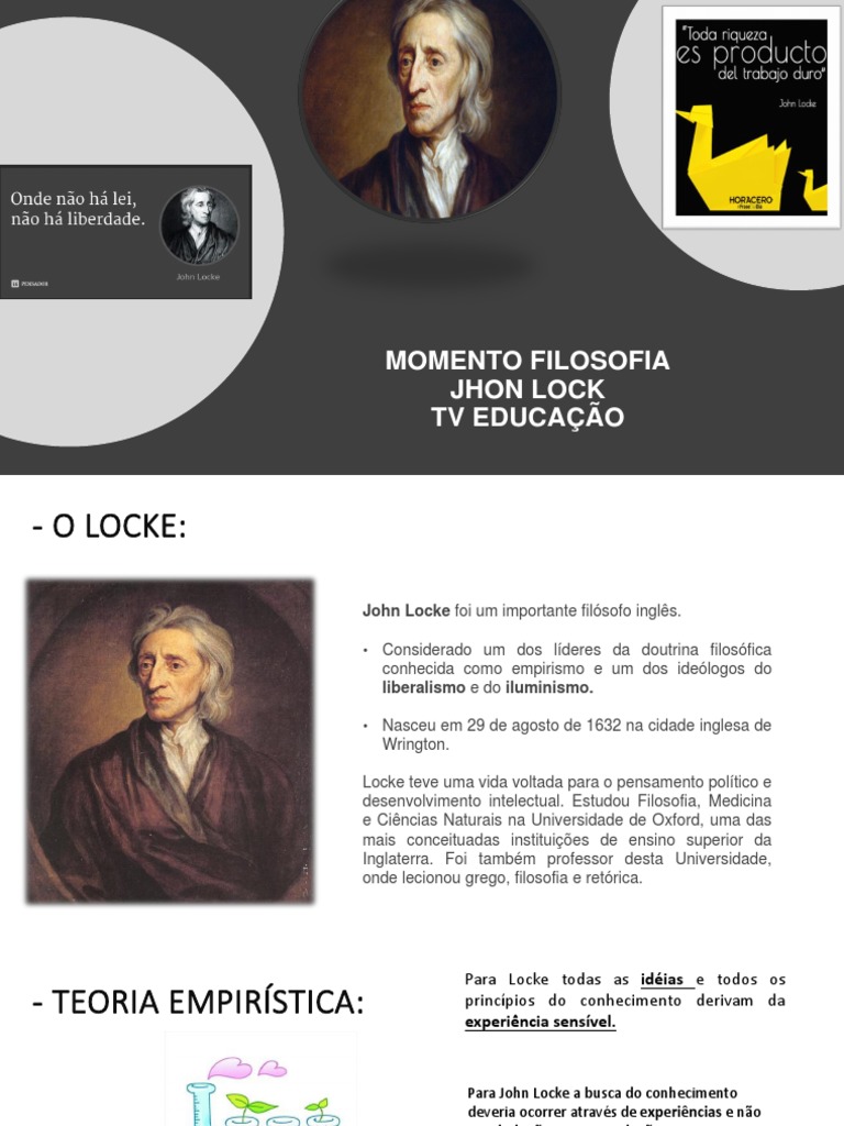 John Locke: vida e principais ideias do filósofo empirista inglês | PDF ...