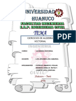 Ejercicios de Algebra Vectorial: Huánuco - Perú 2019
