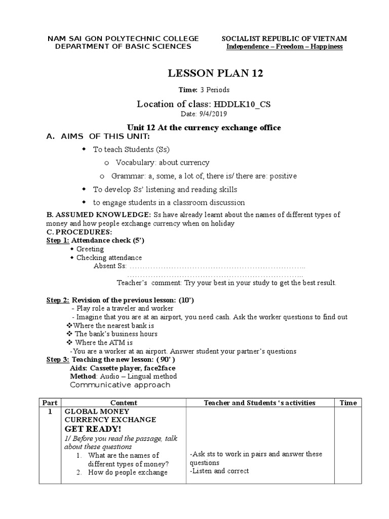 Currency Exchange Lesson Plan | PDF | Exchange Rate | Behavior Modification