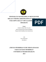 Peningkatan Keterampilan Menulis Puisi Melalui Teknik Akrostik Dengan Media Lagu Pada Siswa Kelas V SDN Gajahmungkur 02 Semarang