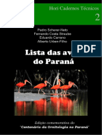 Livro -Lista Das Aves Do Paraná
