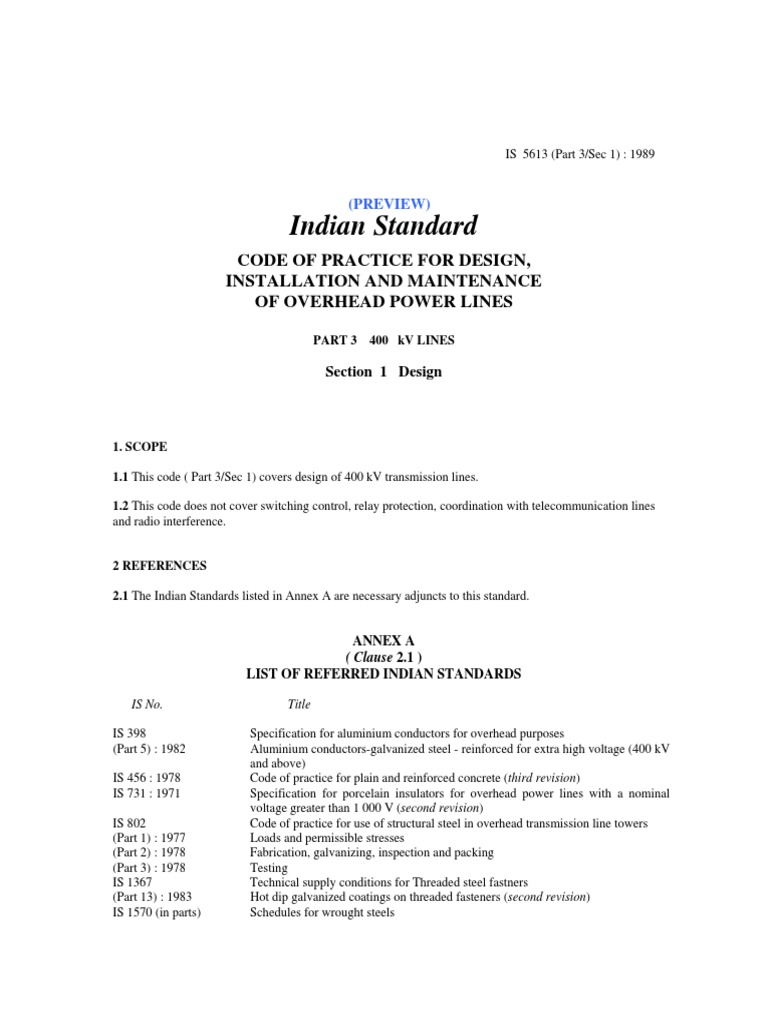Indian Standard: Code of Practice For Design, Installation and ...