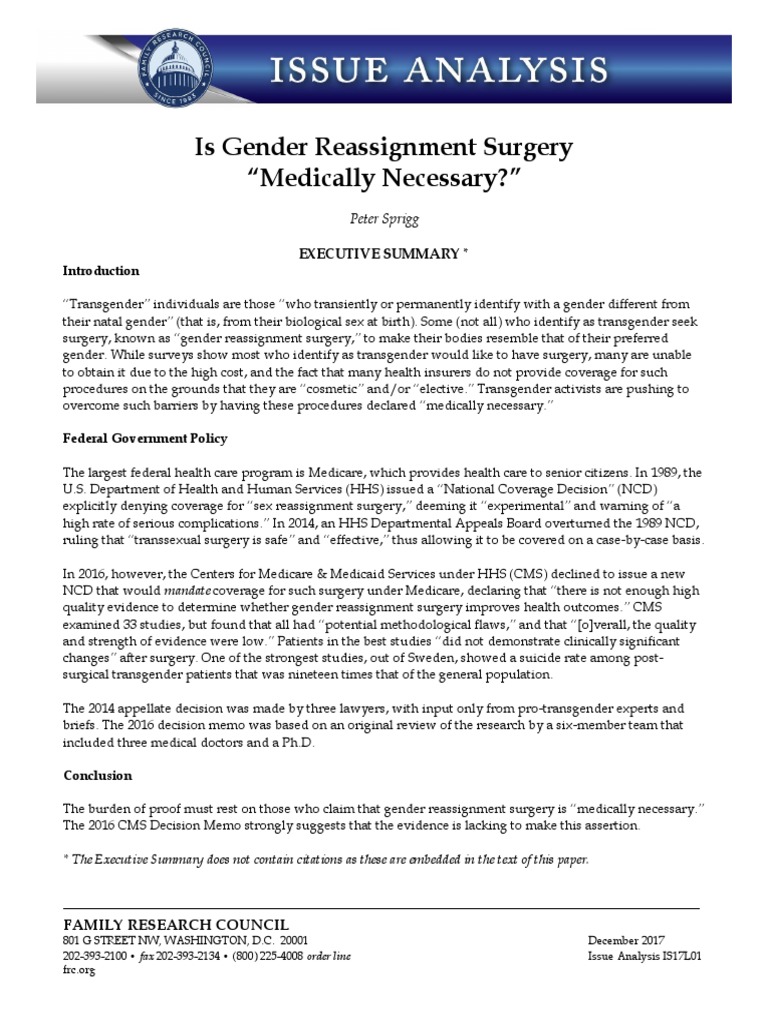 2017-12 Is Gender Reassignment Surgery Med Necessary PSS EF17L29 PDF ...