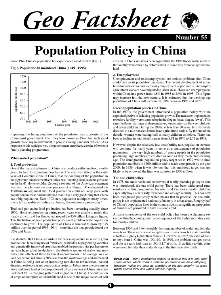 55 Population Policy PDF | PDF | China | World Politics