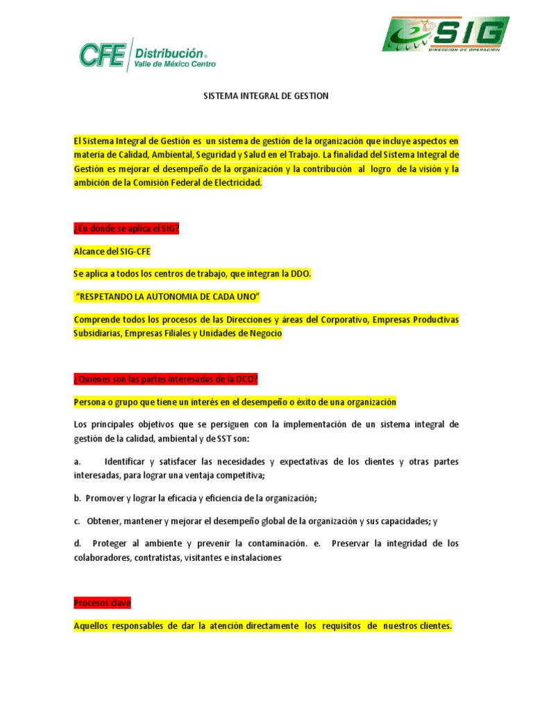 Sistema Integral de Gestion | PDF | Gestión de la calidad | Calidad ...