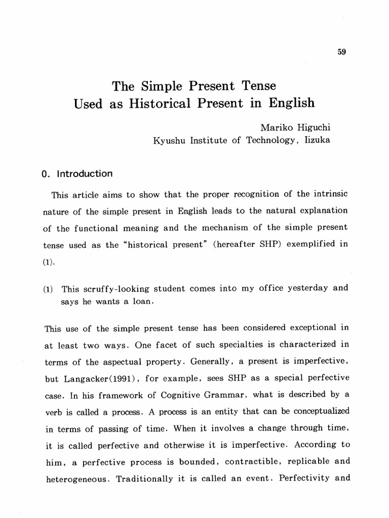 The Simple Present Tense Used As Historical Present in English PDF