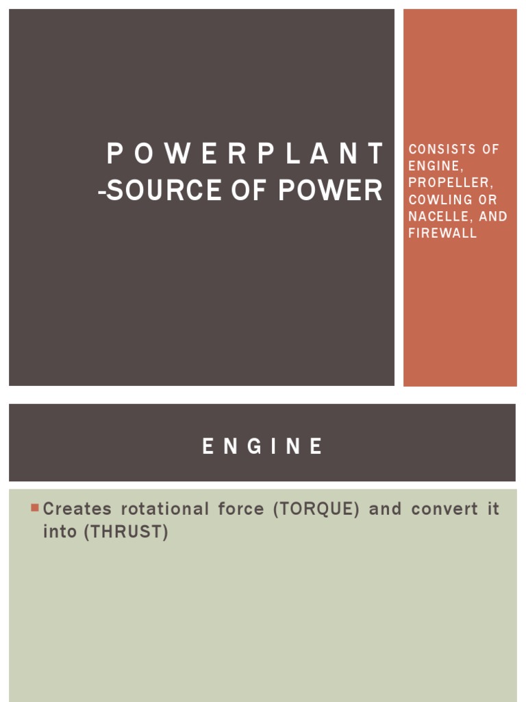 Powerplant Source of Power Consists of Engine, Propeller, Cowling or