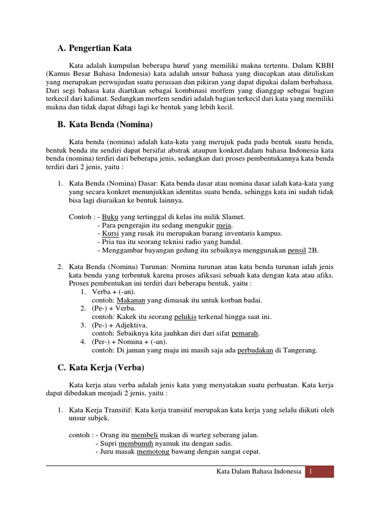Bahan Pengertian Kata