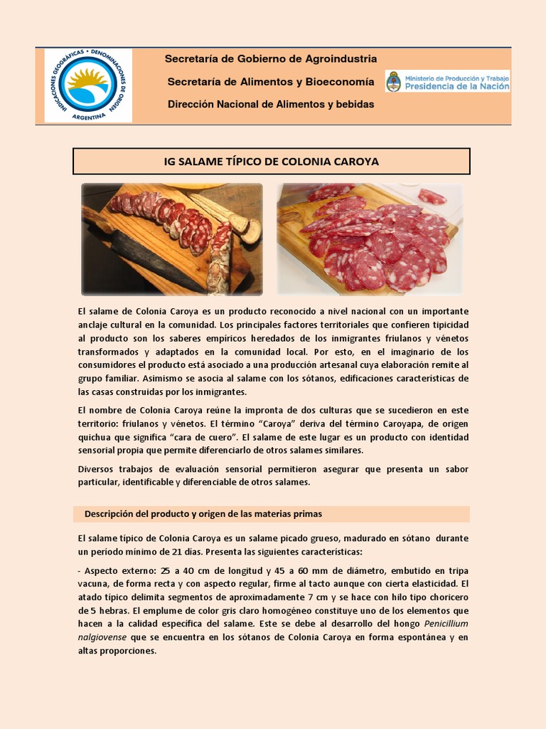 Salame Tipico Colonia Caroya | PDF | Carne | Panes