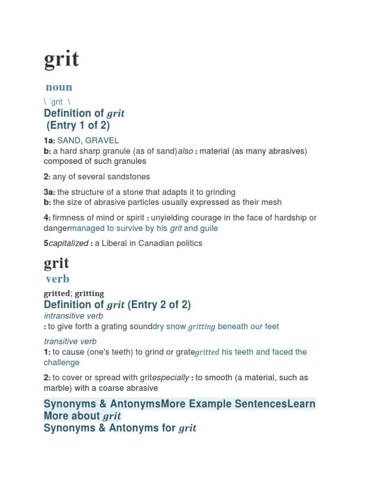 What Is Grit PDF English Language Verb